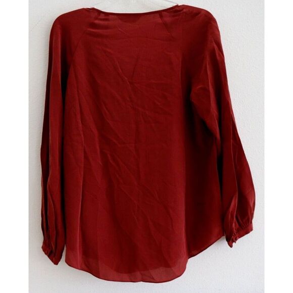 Joie TP042247881 Women's Sz L Russet Brown Shariana Silk Button Up Blouse - Picture 3 of 4